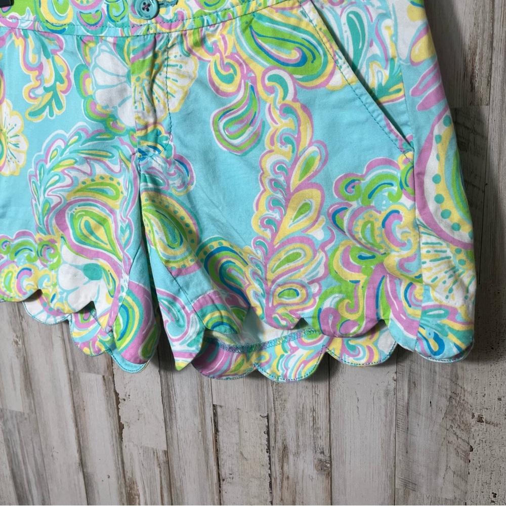 Lily Pulitzer Shorely Blue Double Trouble Buttercup Shorts Womens Size 0 - Picture 2 of 7